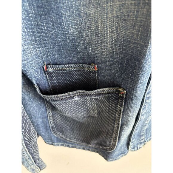 Sun Stone Mens Long Sleeve with Pockets Bateman Military Jacket Denim Blue Sz M - Picture 3 of 11